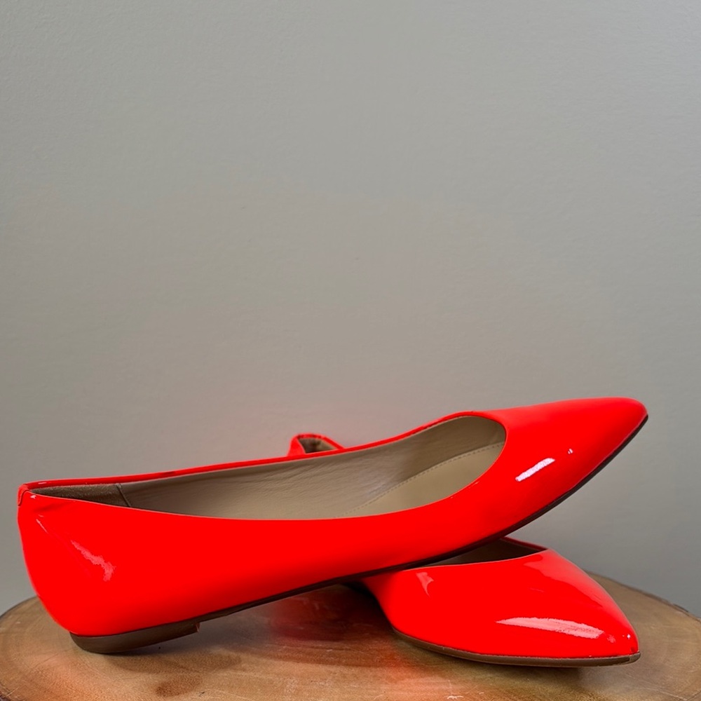 J. Crew Patent Pointed bright Orange Ballet Flats